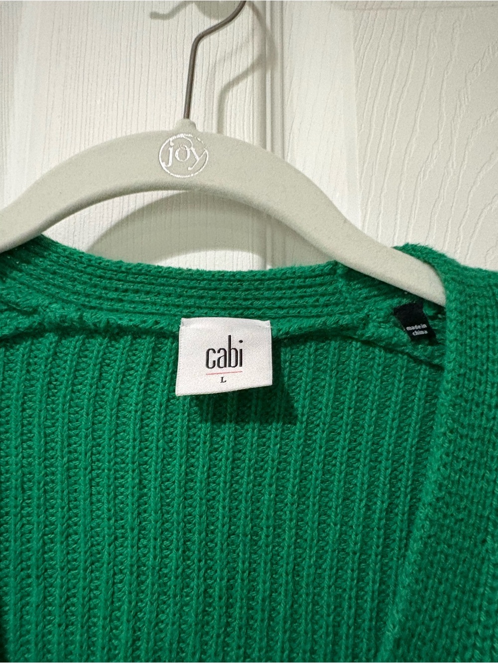 CAbi Emerald Green Ribbed V-Neck Cardigan Styke 3709 - Picture 2 of 6